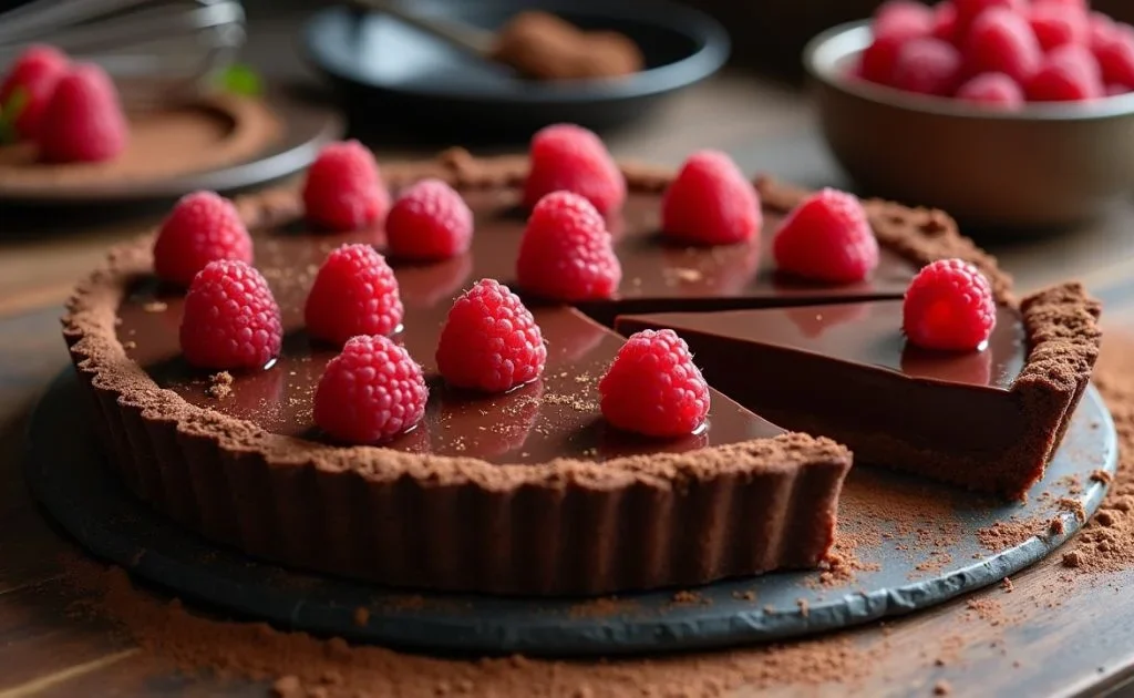 Flourless Raspberry Chocolate Tart