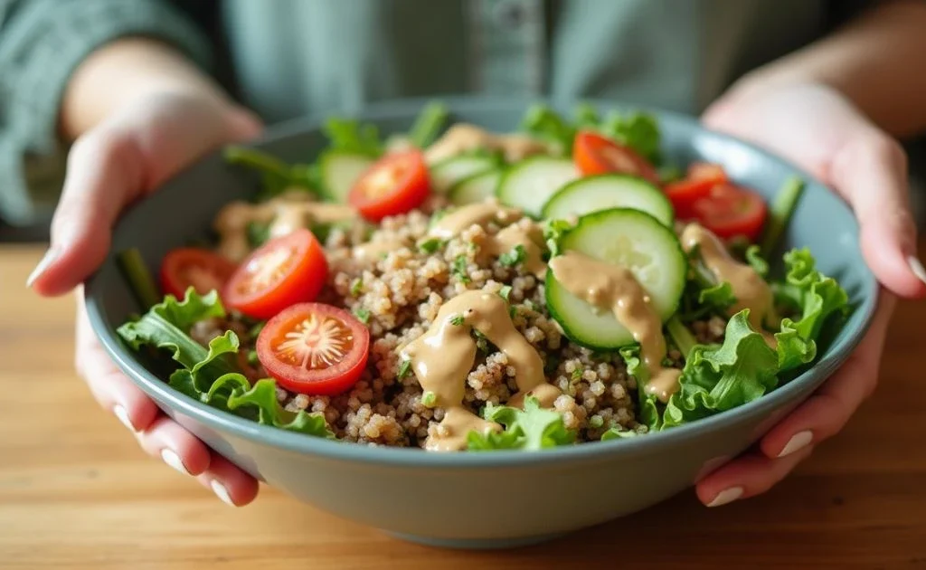 Quinoa and Veggie Bowl with Tahini Dressing