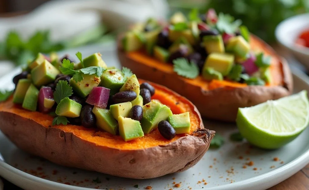 Avocado and Black Bean Stuffed Sweet Potatoes