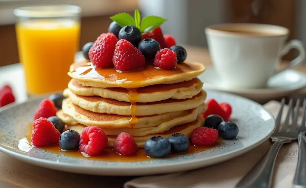  Fluffy Gluten-Free Pancakes with Fresh Berries