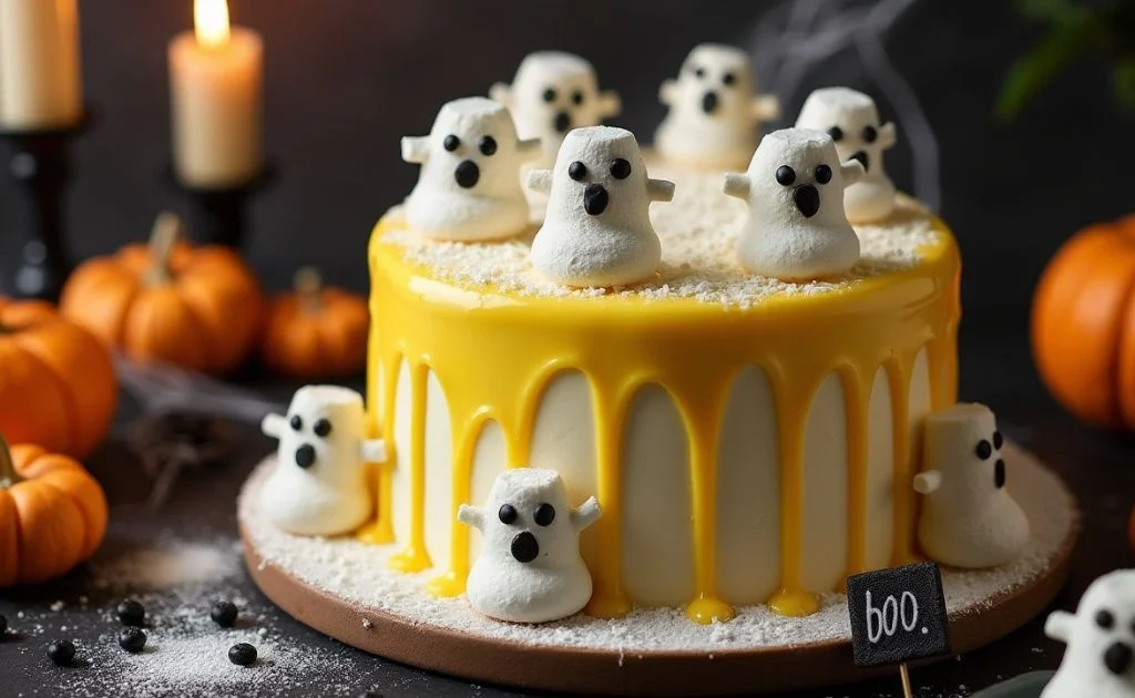 Ghostly Lemon Drip Cake