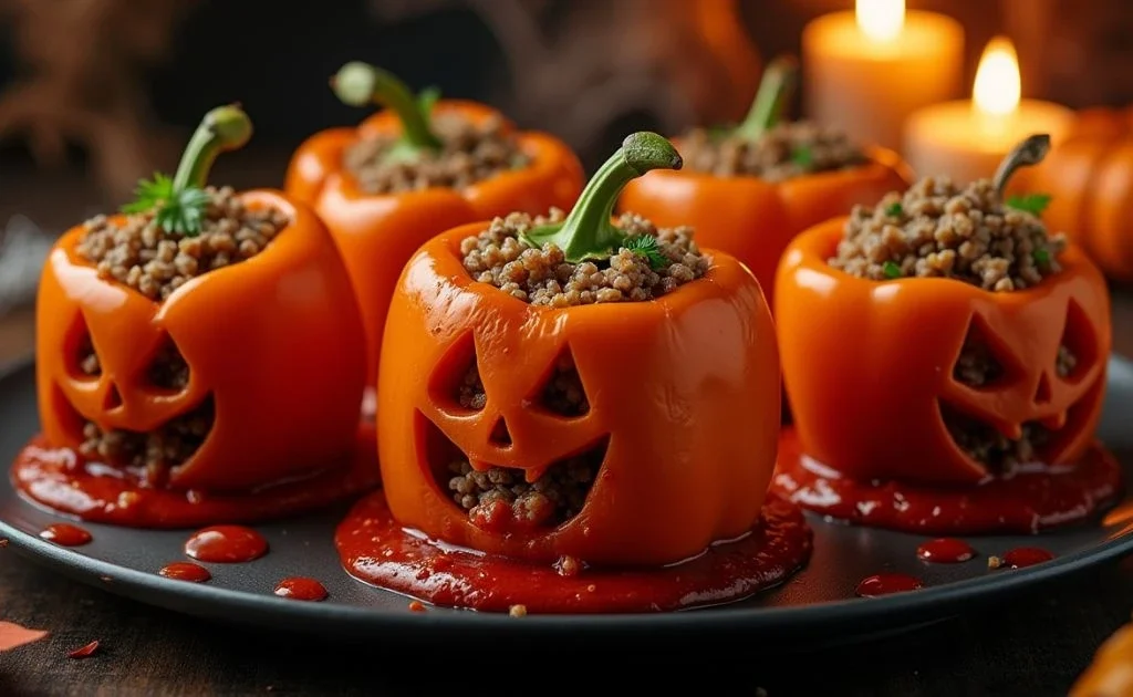 Jack-O’-Lantern Stuffed Peppers