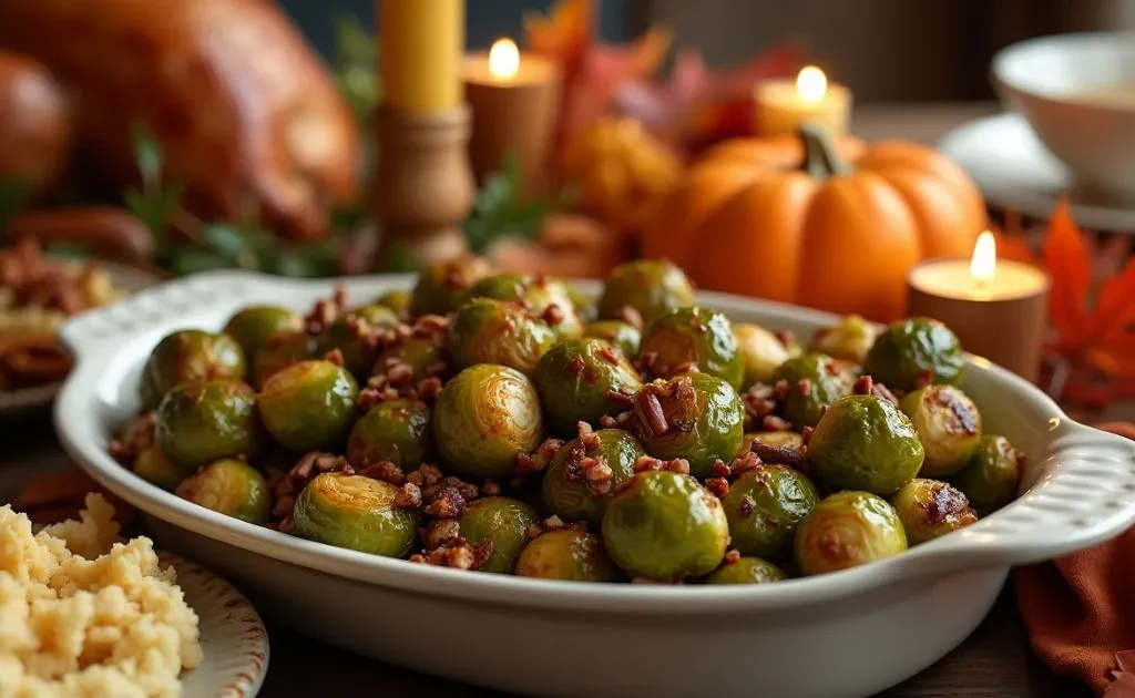 Roasted Brussels Sprouts with Balsamic Glaze and Pecans