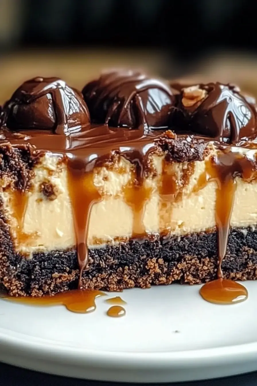 Caramel brownie cheesecake