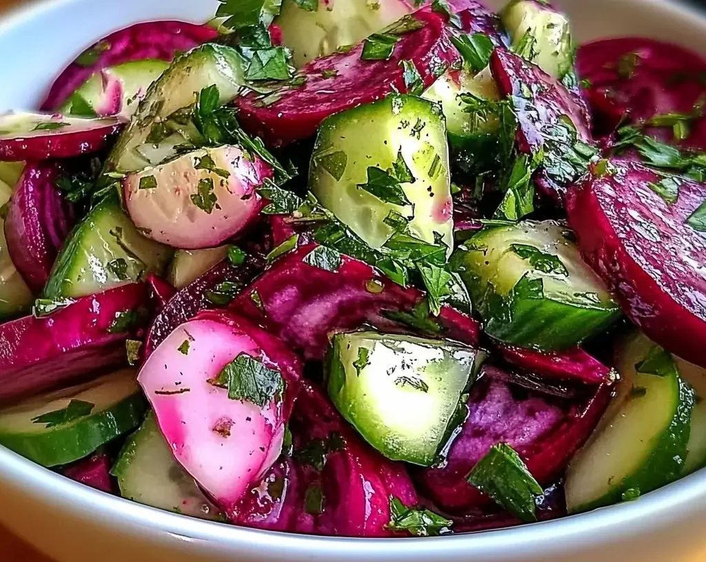 Cucumber & Beetroot Salad with Herb Dressing