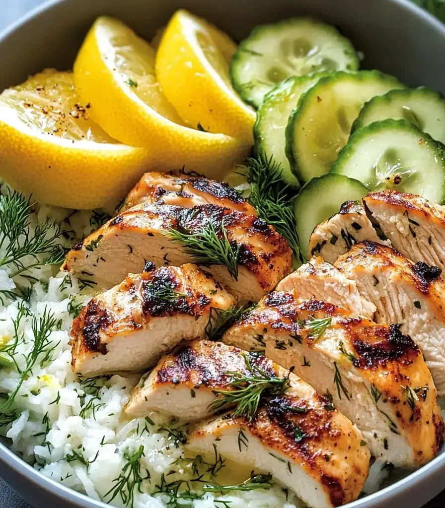 Mediterranean-Inspired Lemon-Dill Chicken Bowls