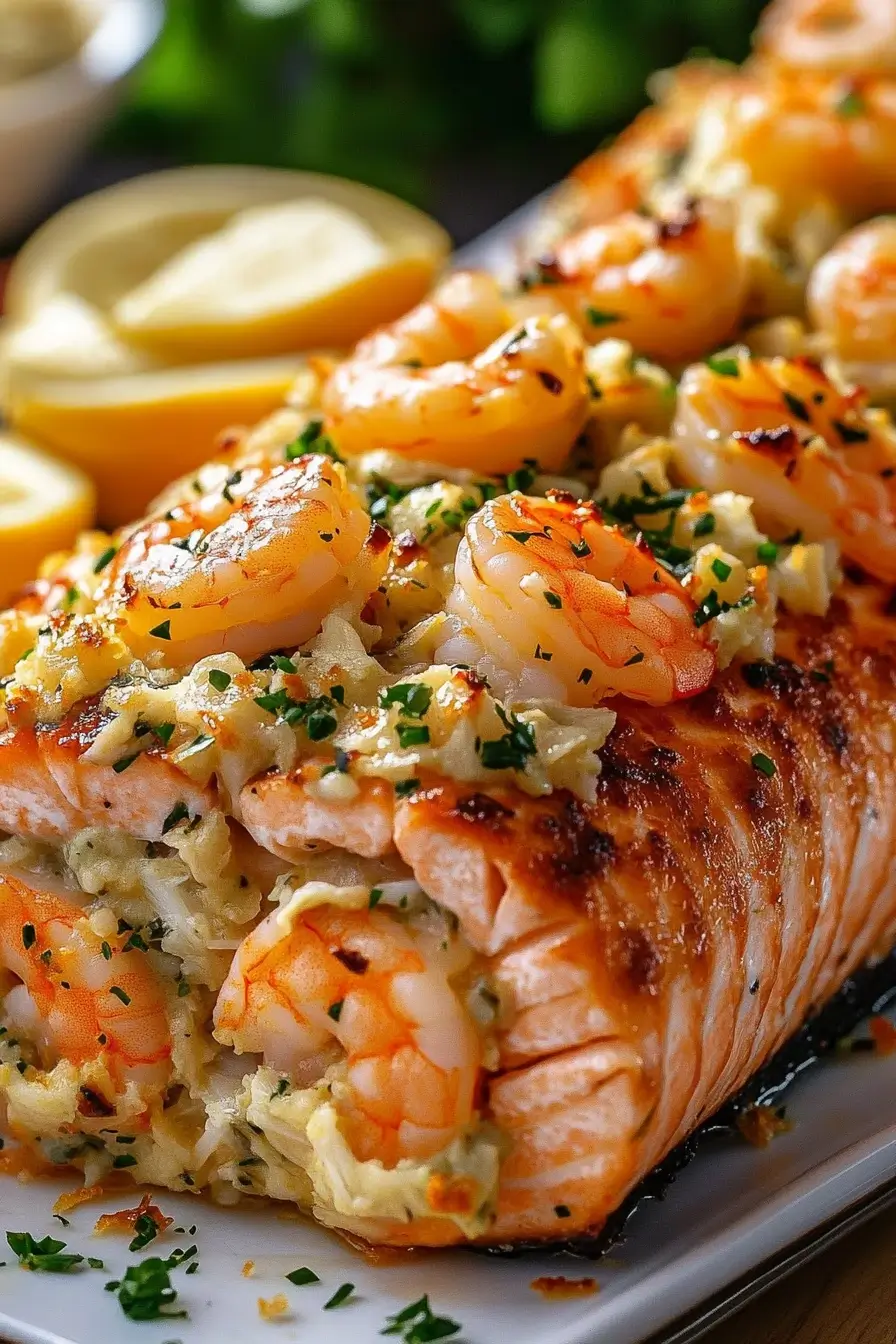 Crab & Shrimp Stuffed Salmon