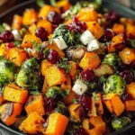 Cranberry-Glazed Roasted Butternut Squash Brussels Sprouts and Sweet Potato Salad