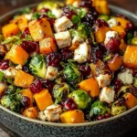 Cranberry-Glazed Roasted Butternut Squash Brussels Sprouts and Sweet Potato Salad