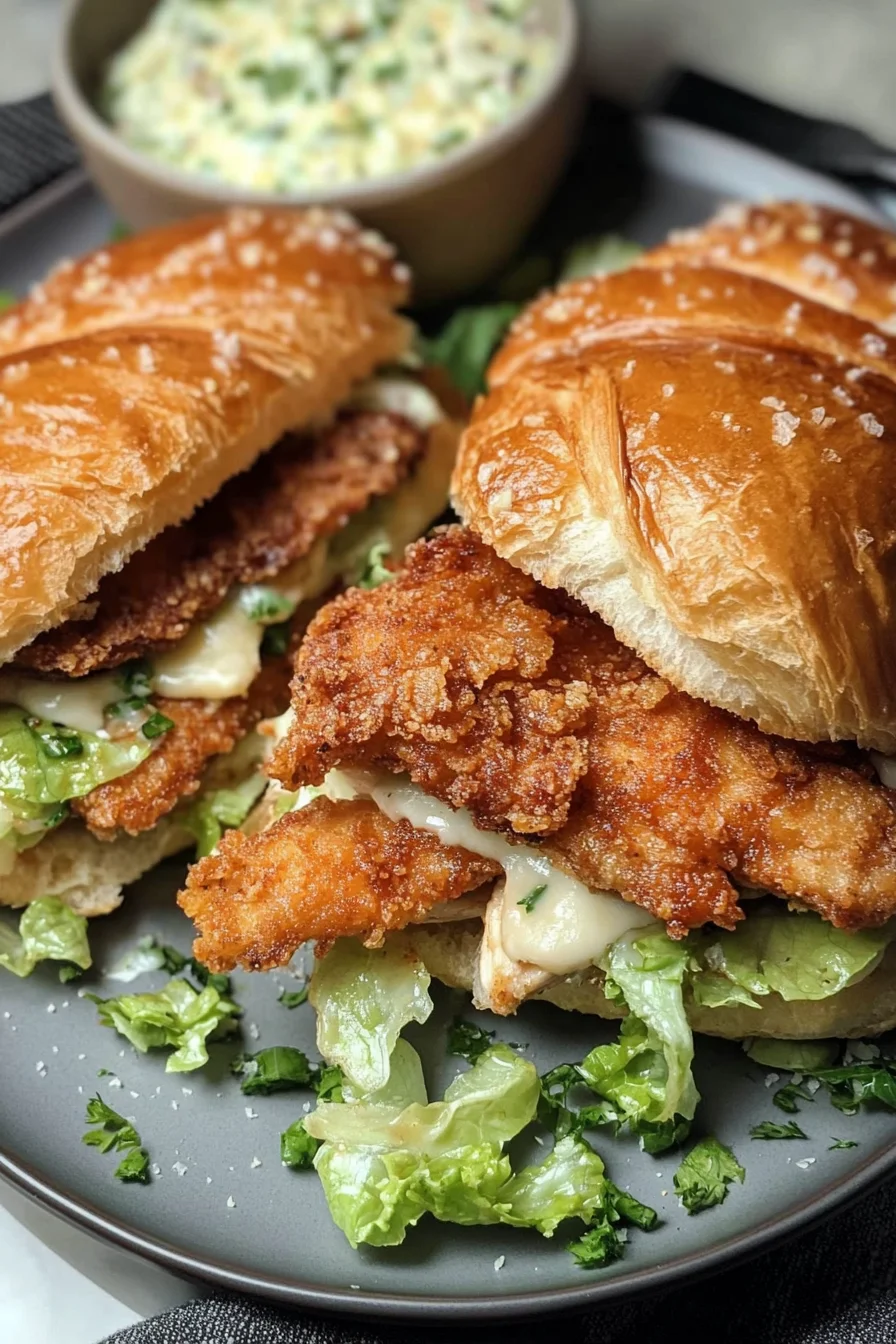 Crispy Chicken Caesar Croissant Sandwiches
