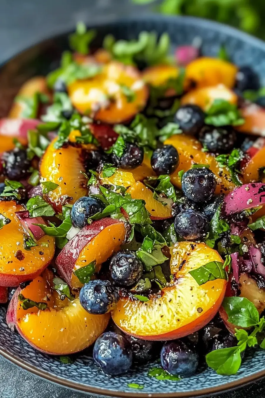Grilled Peach Blueberry Salad