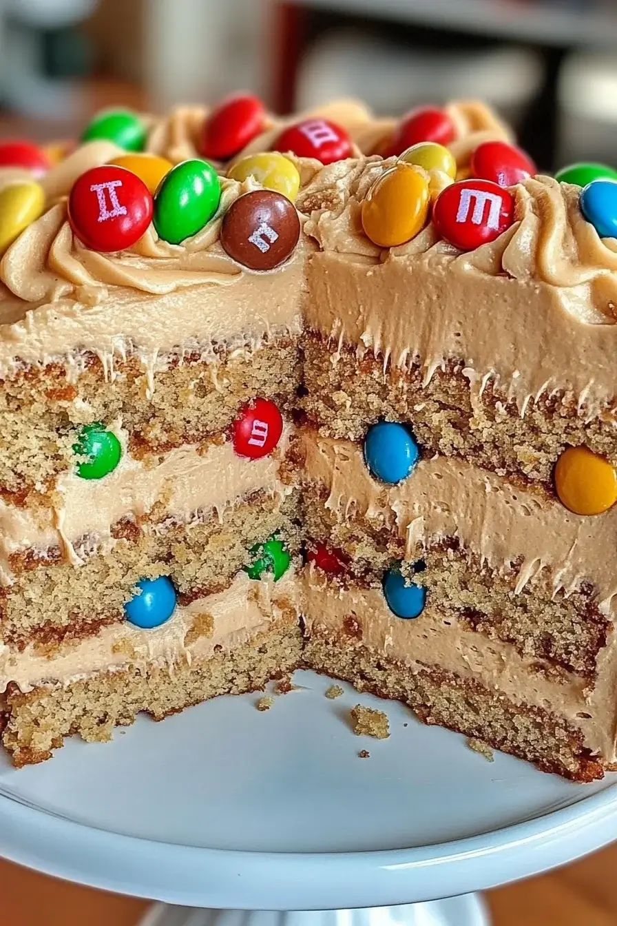 M&M’s Peanut Butter Cake with Peanut Butter Frosting