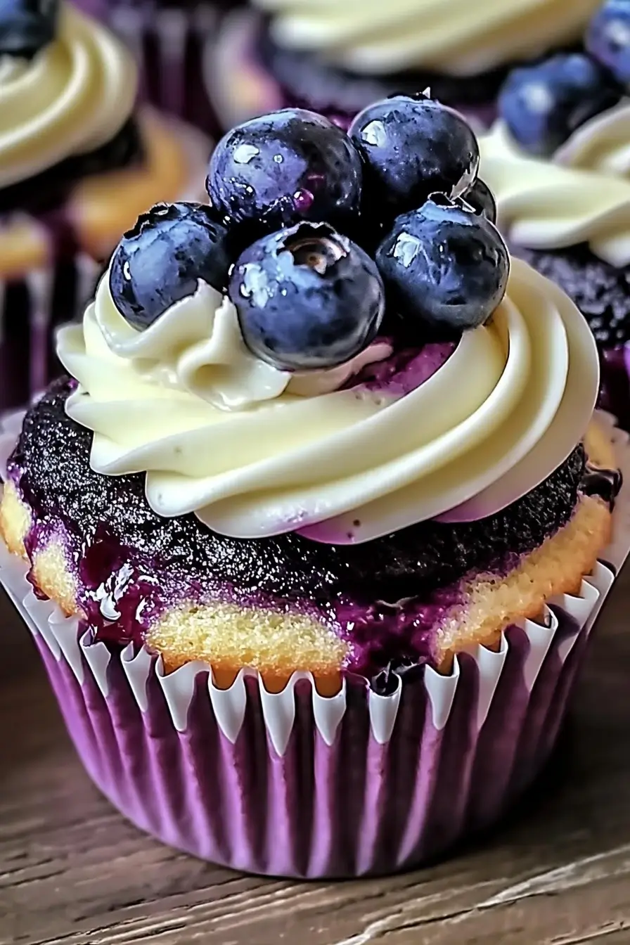 White Chocolate Blueberry Cheesecake Cupcakes
