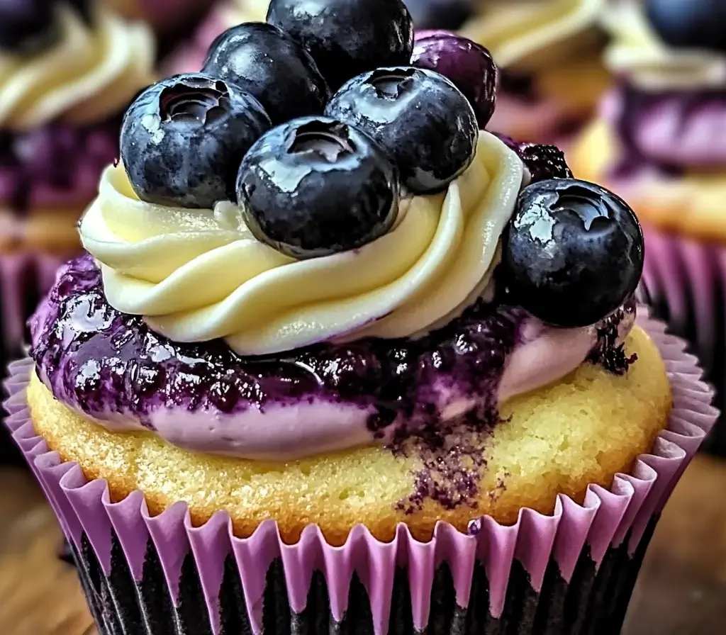 White Chocolate Blueberry Cheesecake Cupcakes