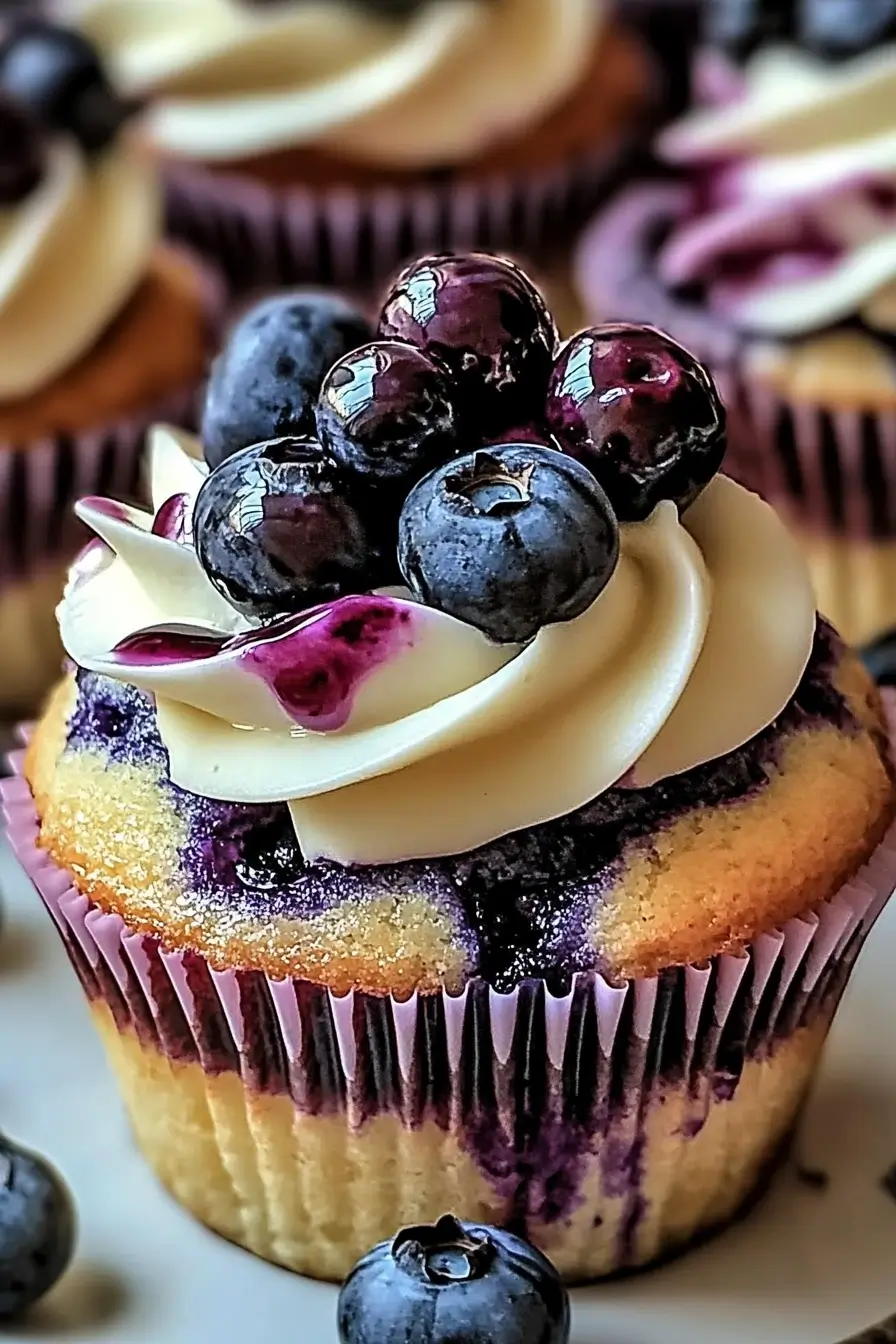 White Chocolate Blueberry Cheesecake Cupcakes