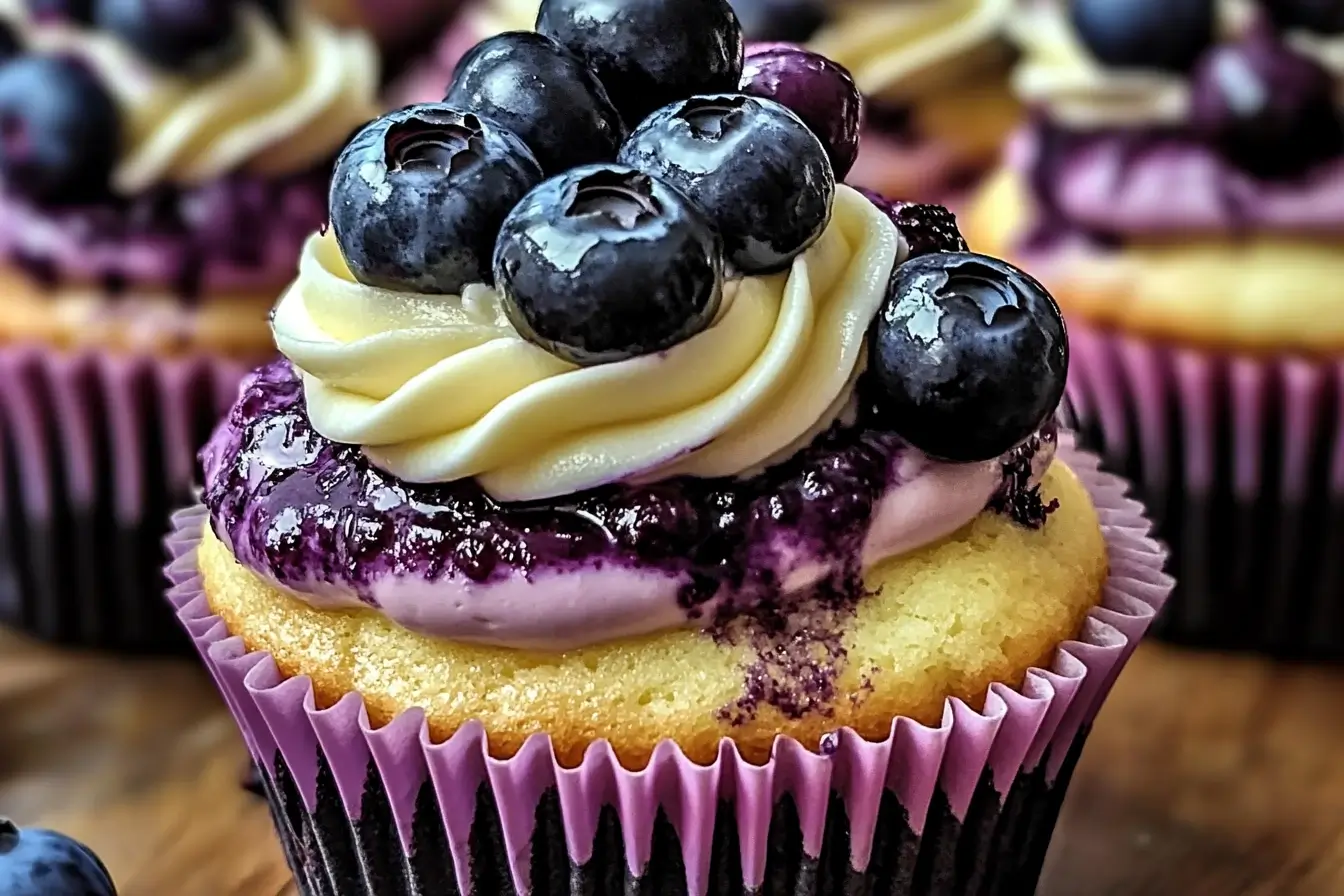 White Chocolate Blueberry Cheesecake Cupcakes