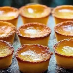 Delicious Baby Lemon Impossible Pies ready to be enjoyed, showcasing a zesty lemon filling.