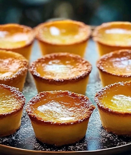 Delicious Baby Lemon Impossible Pies ready to be enjoyed, showcasing a zesty lemon filling.
