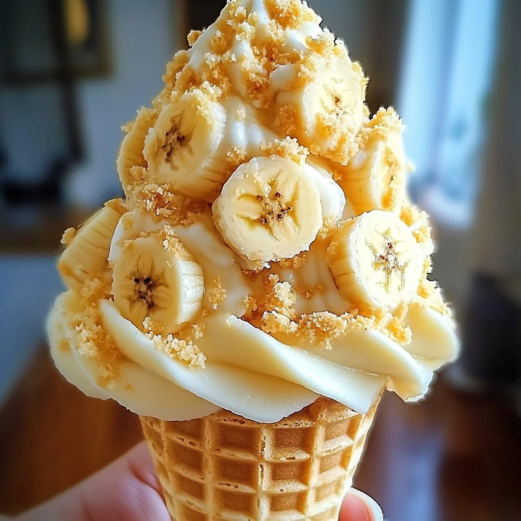 Delicious Banana Cheesecake Cone with fresh bananas and creamy cheesecake filling