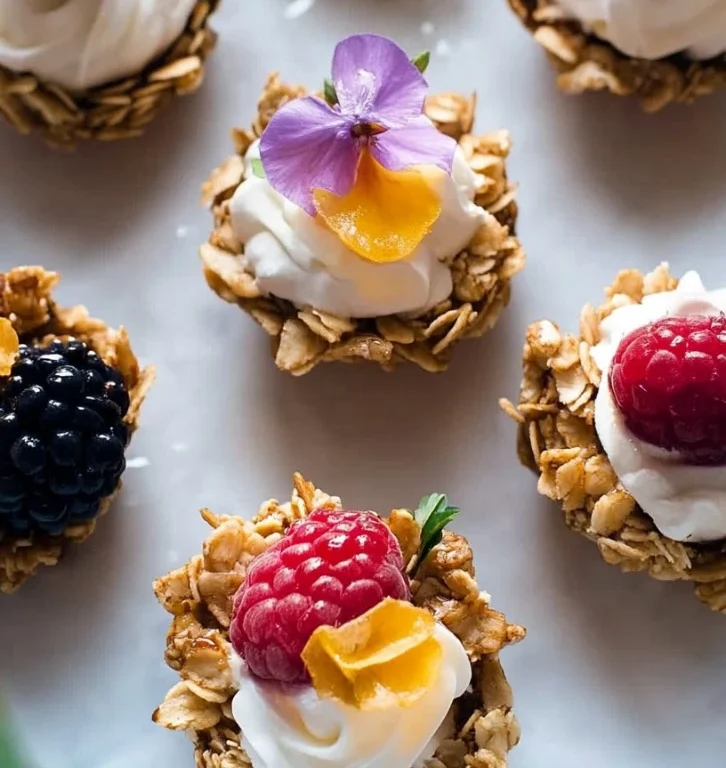 Delicious breakfast granola cups filled with healthy ingredients
