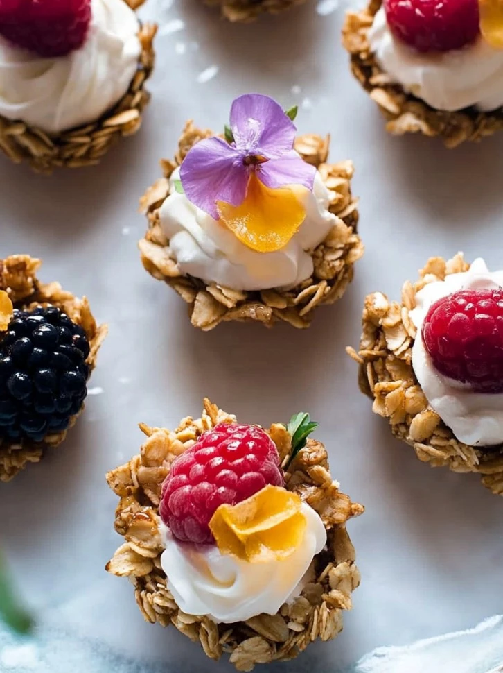 Delicious breakfast granola cups filled with healthy ingredients