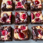 Delicious Cherry Cheesecake Brownies on a white plate