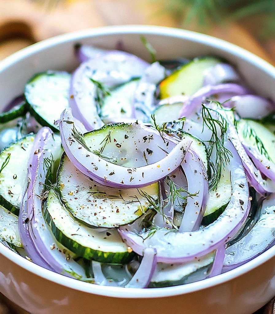 Creamy cucumber salad with fresh herbs and a creamy dressing