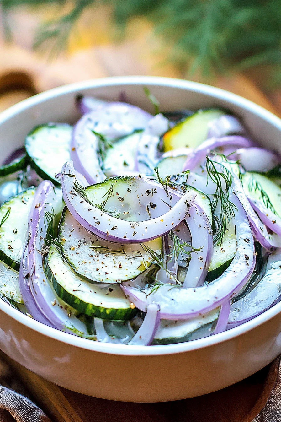Creamy cucumber salad with fresh herbs and a creamy dressing