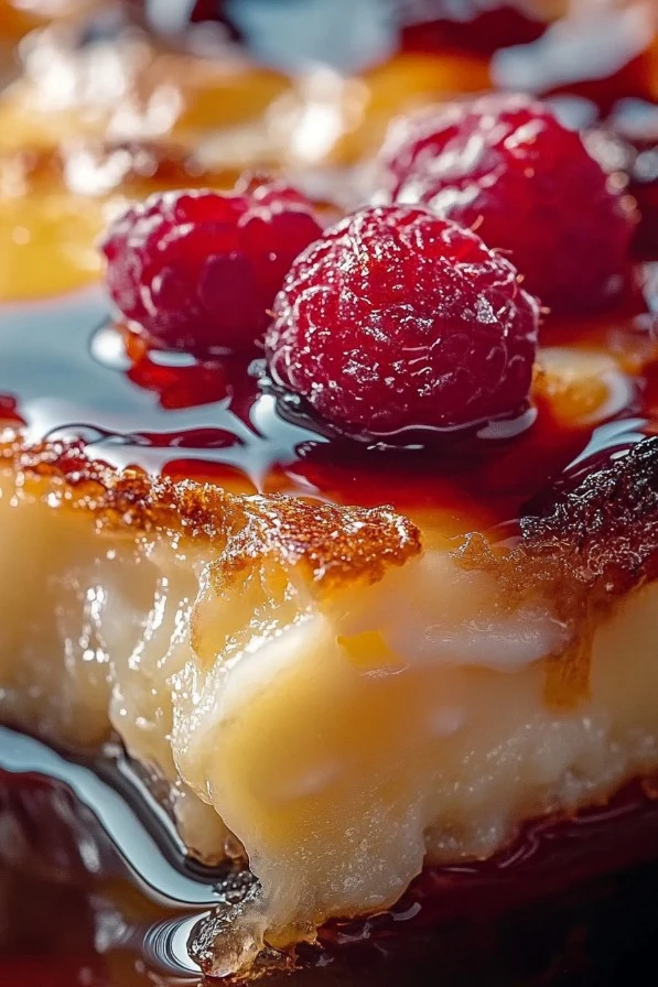 Delicious Crème Brûlée French Toast Casserole topped with caramelized sugar