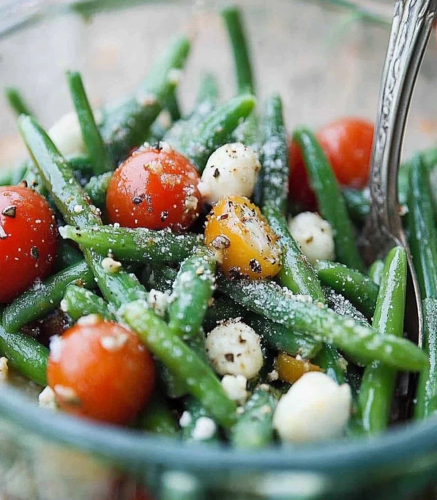 Fresh Green Bean and Feta Salad with vibrant ingredients