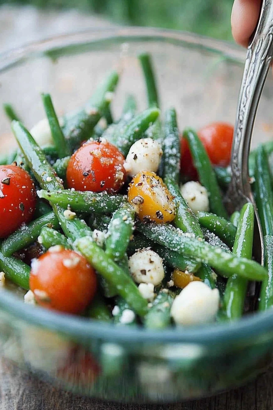 Fresh Green Bean and Feta Salad with vibrant ingredients