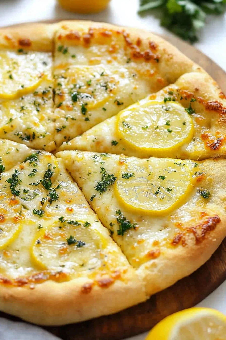 Delicious lemon pizza topped with fresh ingredients for a unique flavor experience