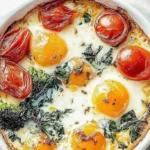 Mediterranean baked feta eggs dish with herbs and spices