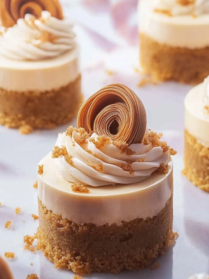Delicious mini Biscoff cheesecakes served on a plate