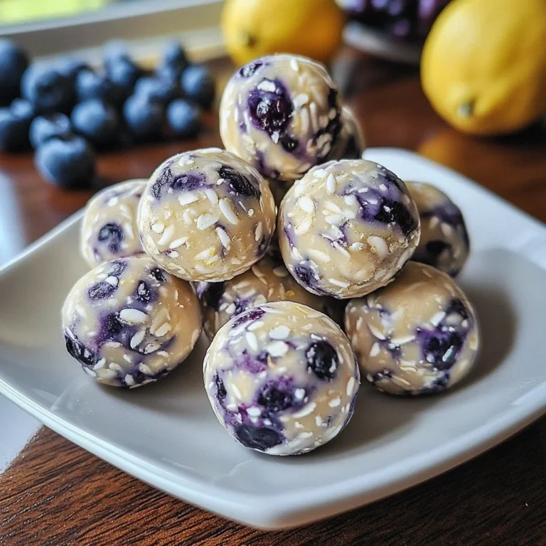 No-bake lemon blueberry bites with fresh blueberries and lemon zest.
