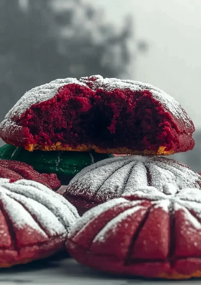 Delicious red velvet crinkle cookies on a plate for dessert