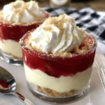 Delicious Rhubarb Cheesecake Parfaits layered in a glass