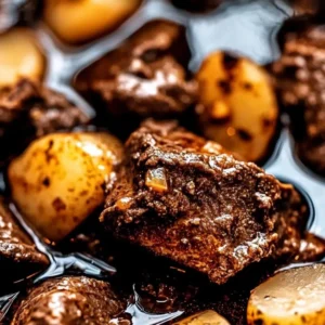 Slow Cooker Garlic Butter Beef Bites served with potatoes for a tasty meal