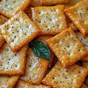 A close-up of spicy crackers on a plate, ready for snacking.