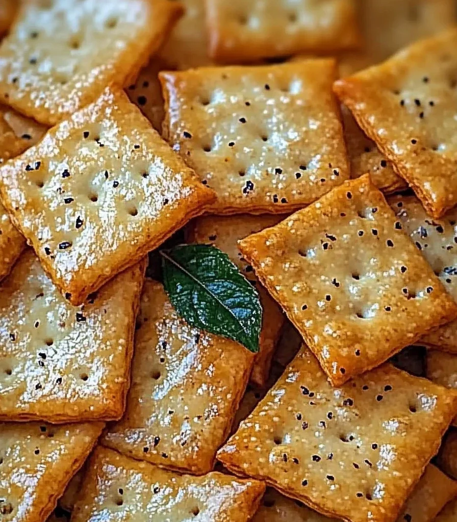 A close-up of spicy crackers on a plate, ready for snacking.