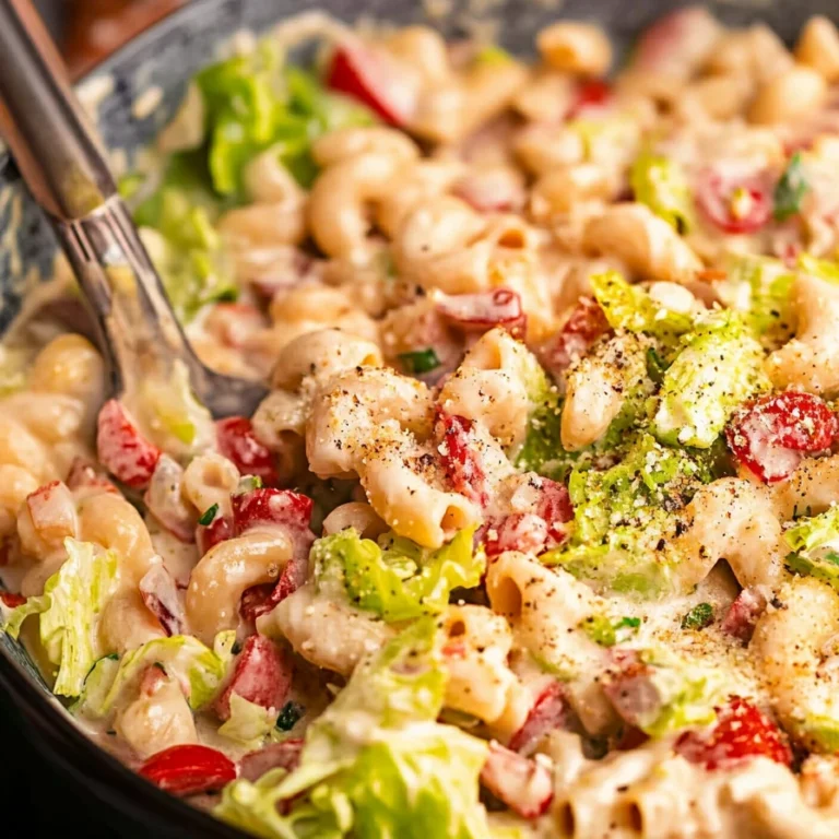 Bowl of delicious Tuna Macaroni Salad with fresh ingredients