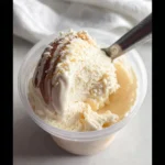 Homemade vanilla ice cream made using the Ninja Creami machine.