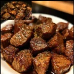 Delicious crockpot steak bites cooked to perfection with spices and herbs.