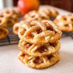Freshly baked apple pie cookies on a cooling rack
