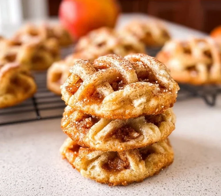 Freshly baked apple pie cookies on a cooling rack
