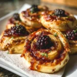Delicious Blackberry Brie Pinwheels served on a platter