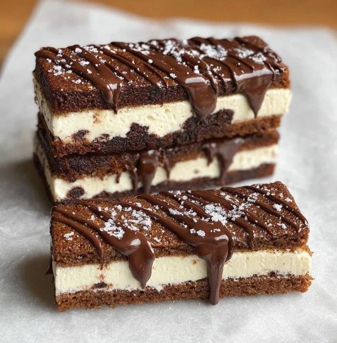 Homemade brownie ice cream sandwiches with chocolate ice cream filling