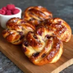 Chocolate Raspberry Swirl Brioche Buns fresh out of the oven.
