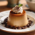 Delicious Coffee Panna Cotta dessert served in a glass with coffee beans