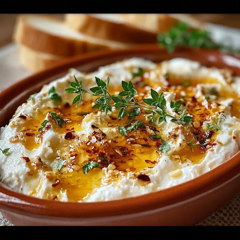 Cream cheese with hot honey and spices served in a bowl.